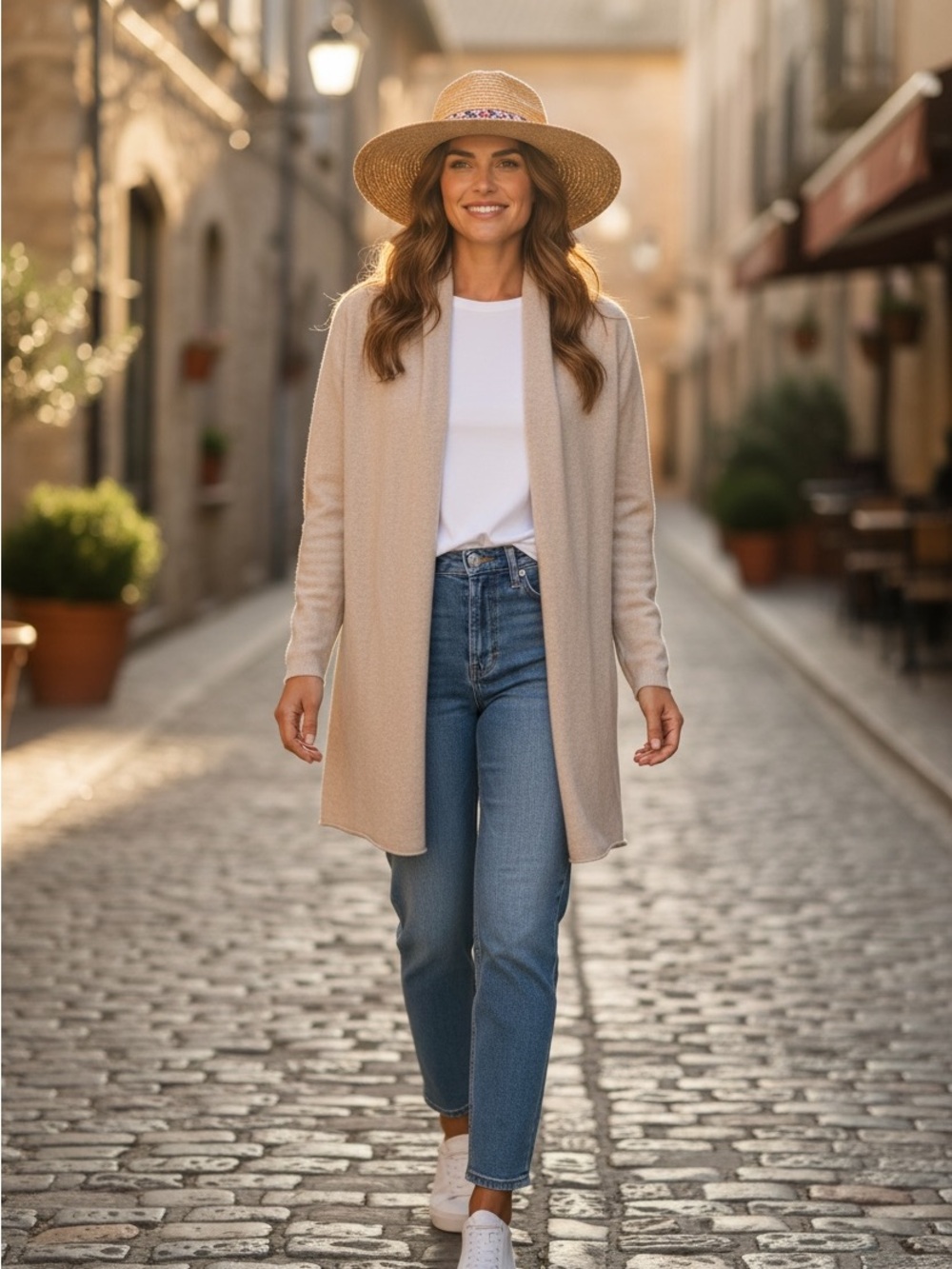 Beryll Cashmere Everyday Open-Front Cardigan Sweater - Light Taupe One Size